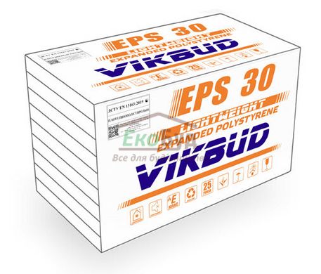 VIKBUD EPS 30 пенопласт 20мм, плита 0,5х1м